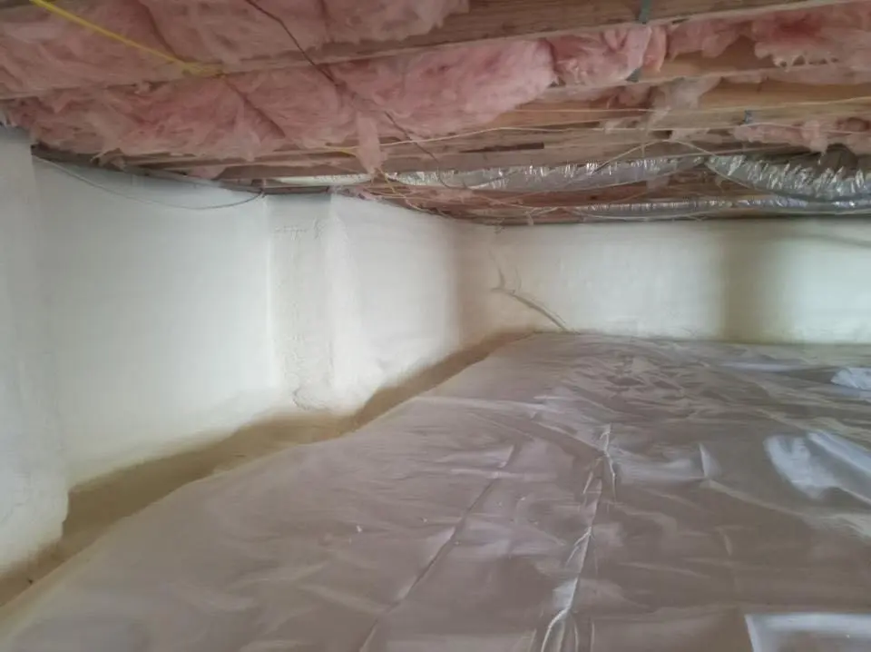 Crawl space encapsulation with closed-cell spray foam for Attic Insulation in Carmel
